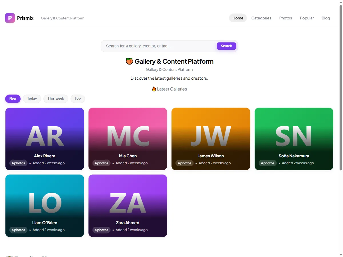 Prismix web sitesi teması önizlemesi