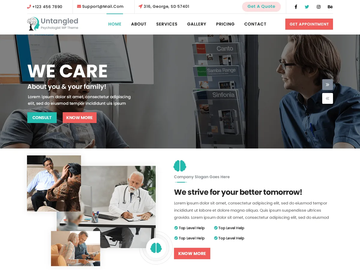 Psychology Therapist web sitesi teması önizlemesi
