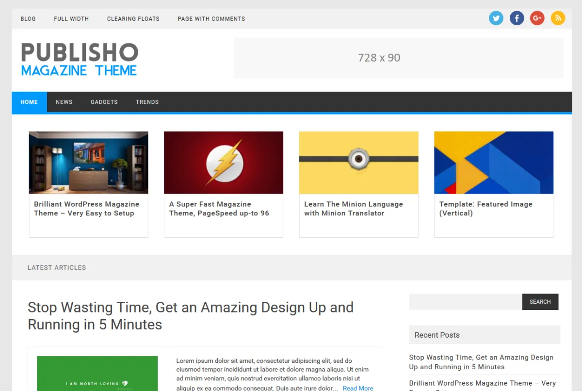 Publisho web sitesi teması önizlemesi
