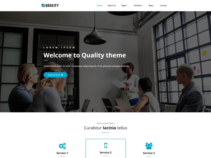 Quality web sitesi teması kurumsal işletme sayfası görünümü