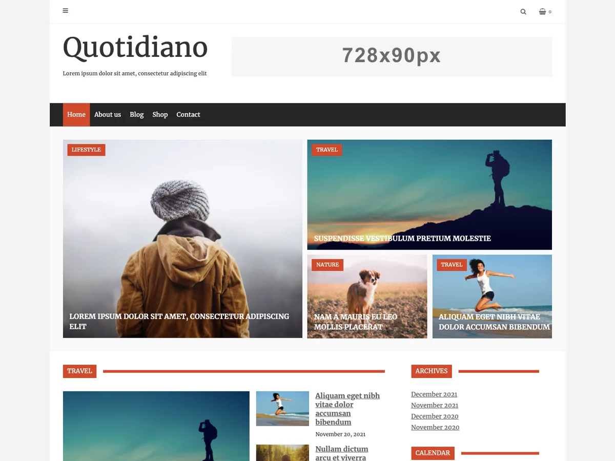 Quotidiano web sitesi teması ile dergi ve gazete sitesi tasarımı