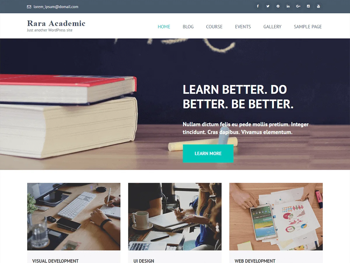Rara Academic web sitesi teması önizlemesi