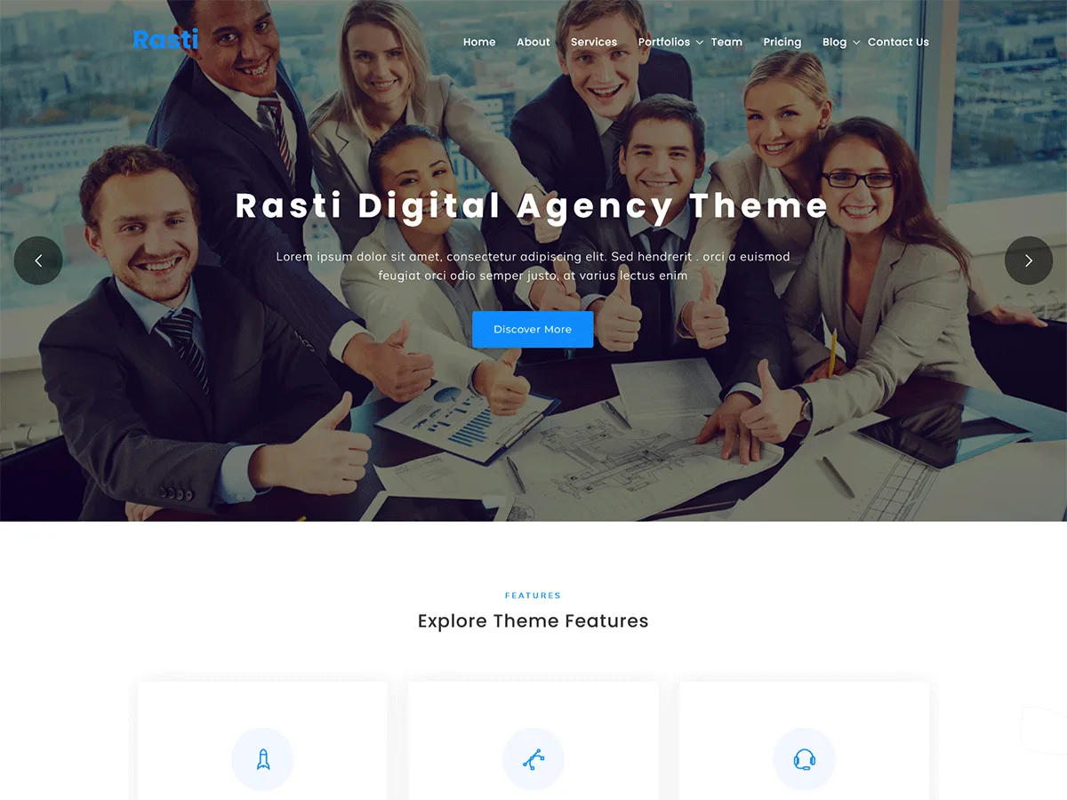 Rasti Lite web sitesi teması önizlemesi