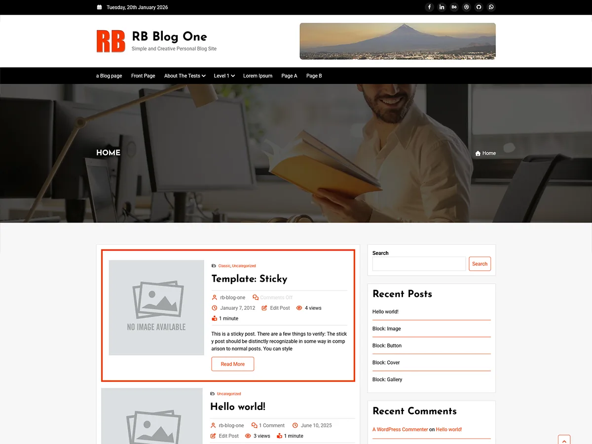 RB Blog One web sitesi teması önizlemesi