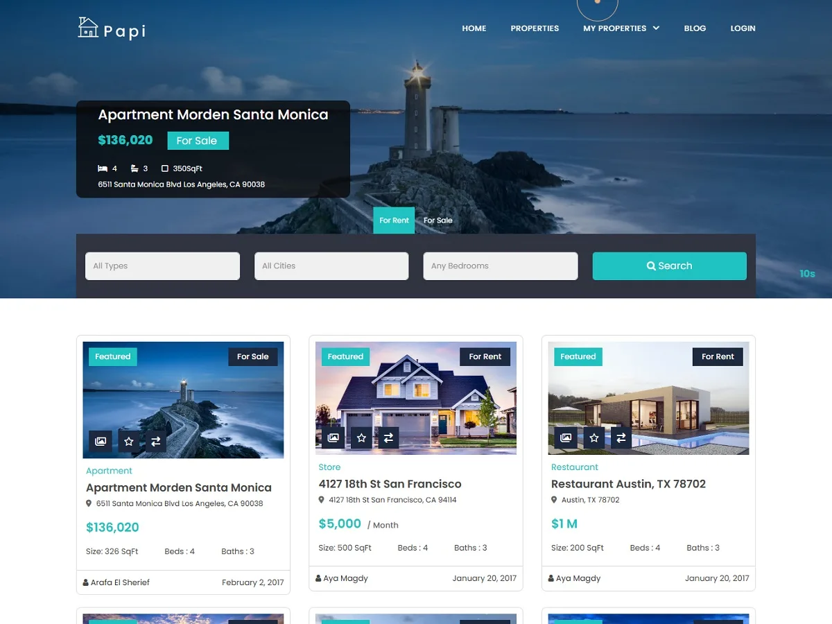 Real Estate Papi emlak web sitesi teması önizlemesi