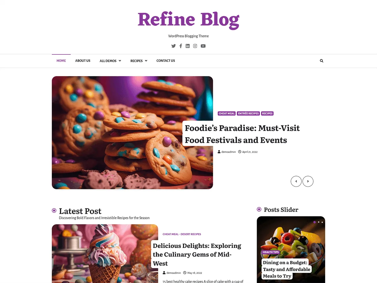 Refine Blog web sitesi teması önizlemesi