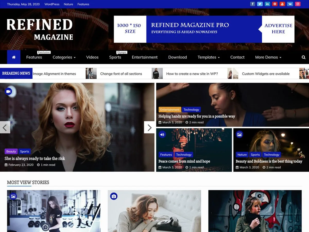 Refined Magazine web sitesi teması önizlemesi