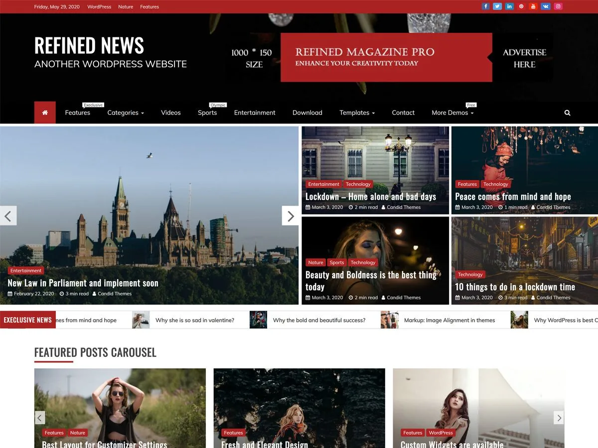 Refined News web sitesi teması önizlemesi