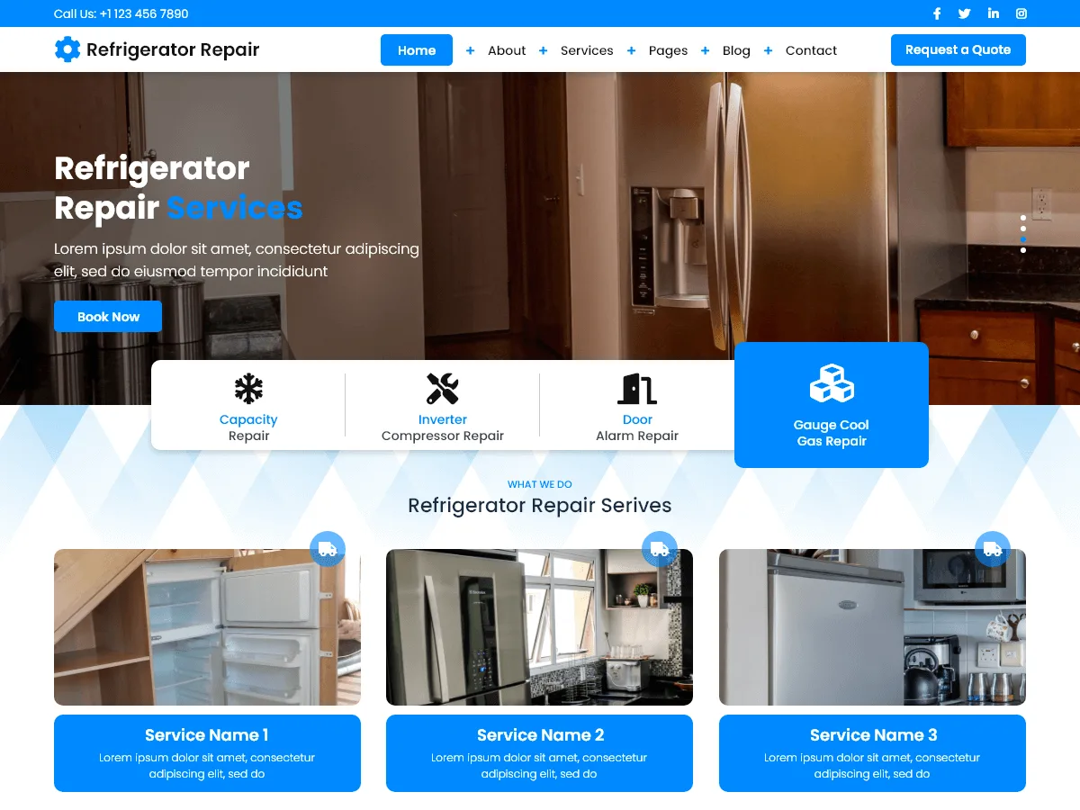 Refrigerator Repair web sitesi teması önizlemesi