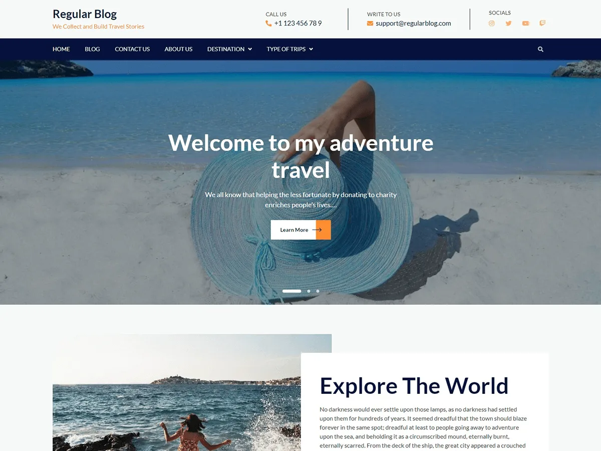 Regular Blog web sitesi teması önizlemesi