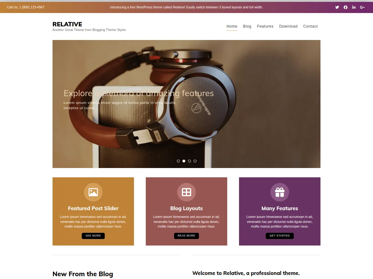 Relative web sitesi teması önizlemesi
