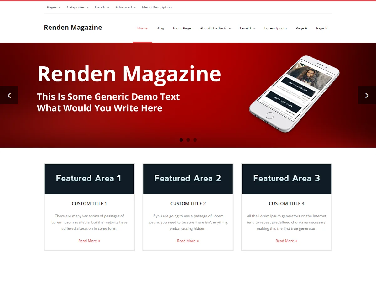 Renden Magazine web sitesi teması önizlemesi