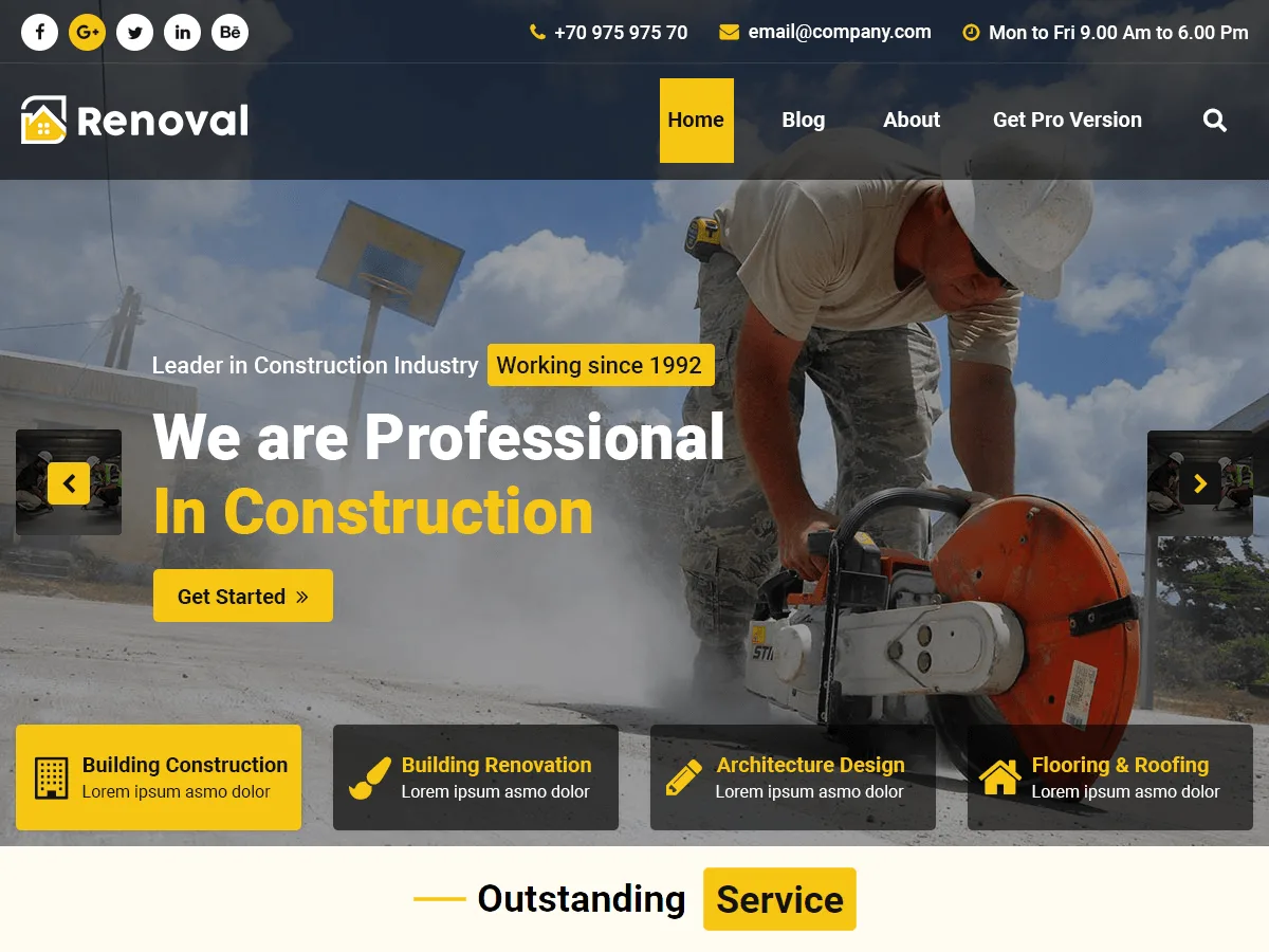 Renoval inşaat ve mimarlık web sitesi teması