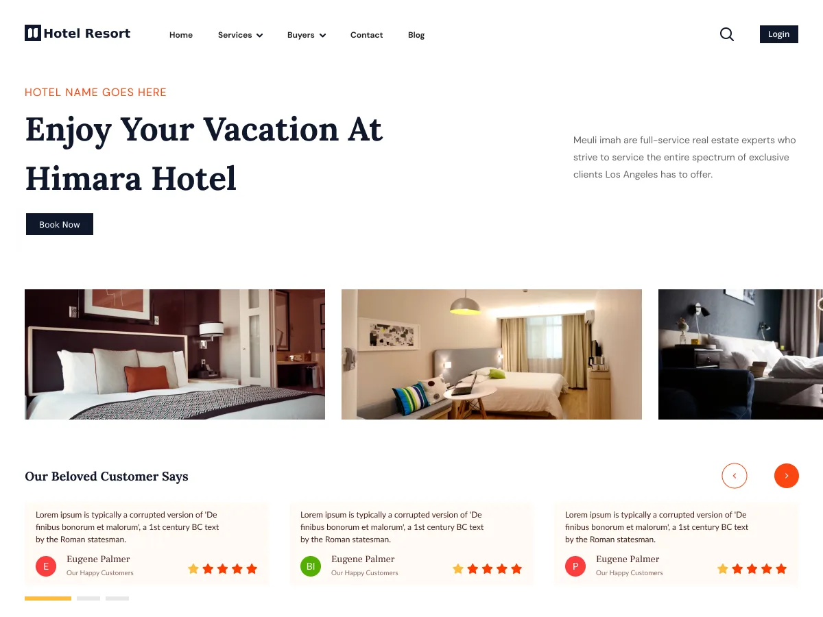 Resort Hotel Inn web sitesi teması önizlemesi