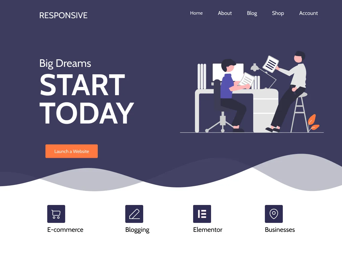 Responsive WordPress theme homepage preview
