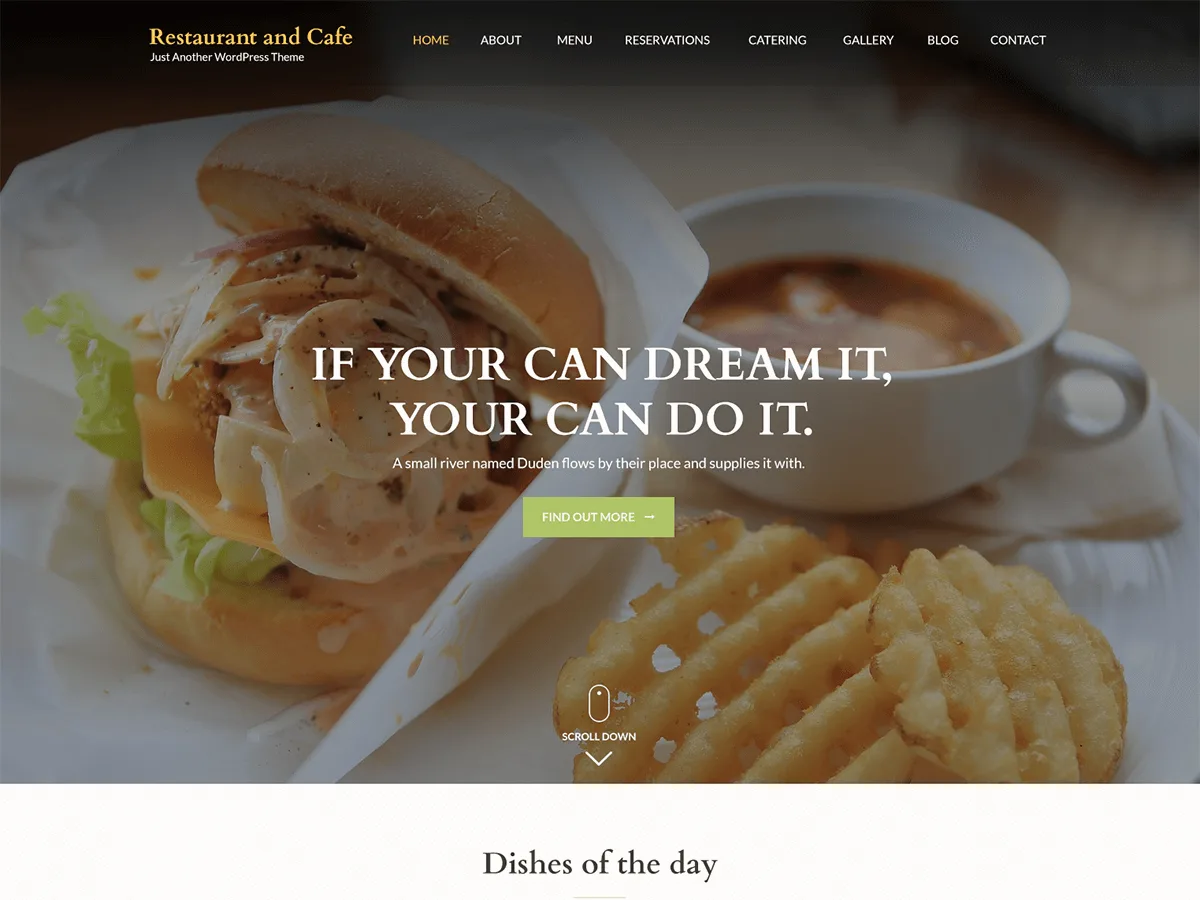 Restaurant and Cafe web sitesi teması önizlemesi