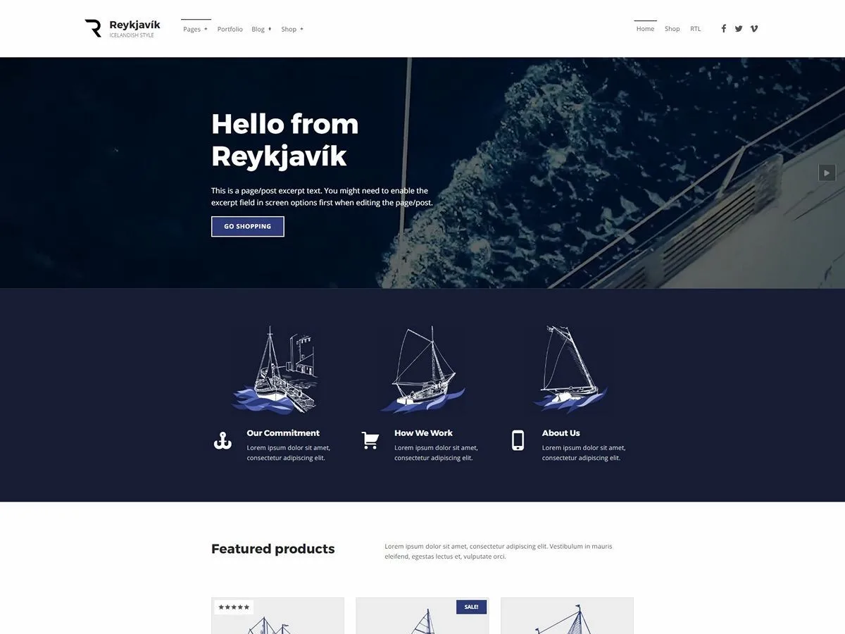 Reykjavik web sitesi teması önizlemesi
