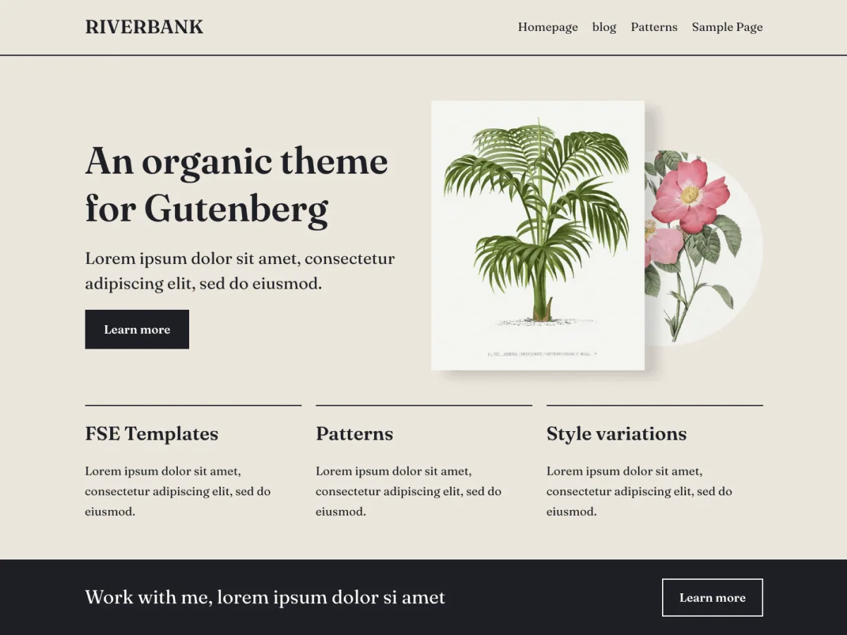Riverbank web sitesi teması önizlemesi