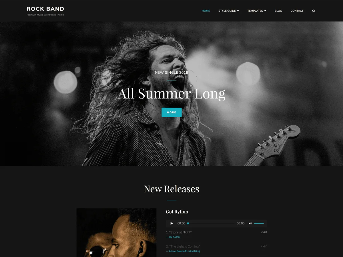 Rock Band web sitesi teması önizlemesi