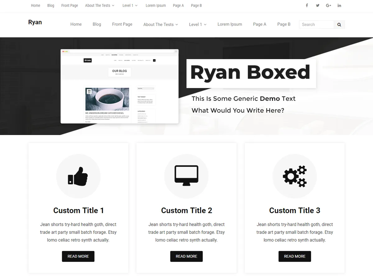 Ryan Boxed web sitesi teması önizlemesi