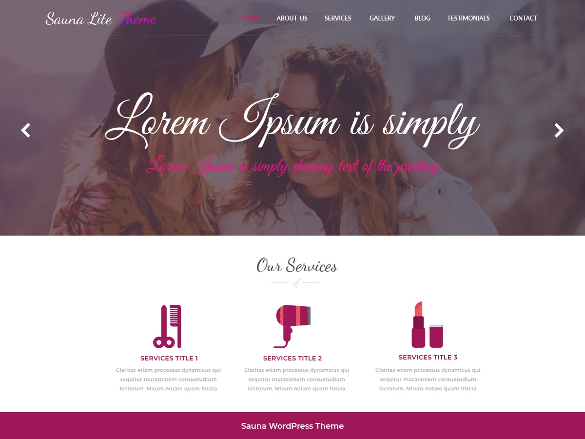 Sauna Lite web sitesi teması önizlemesi