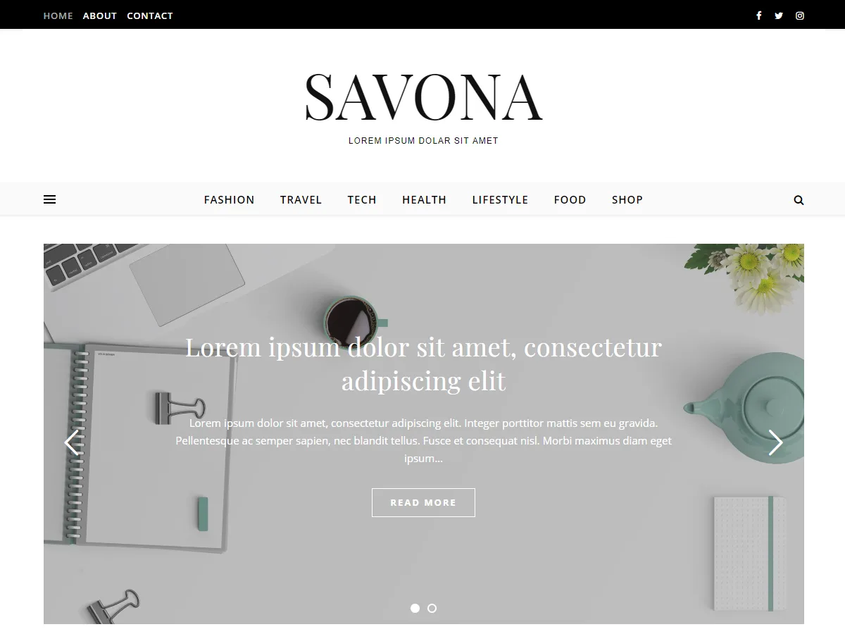 Savona web sitesi teması önizlemesi