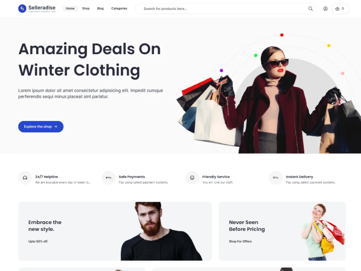Selleradise Lite web sitesi teması önizlemesi