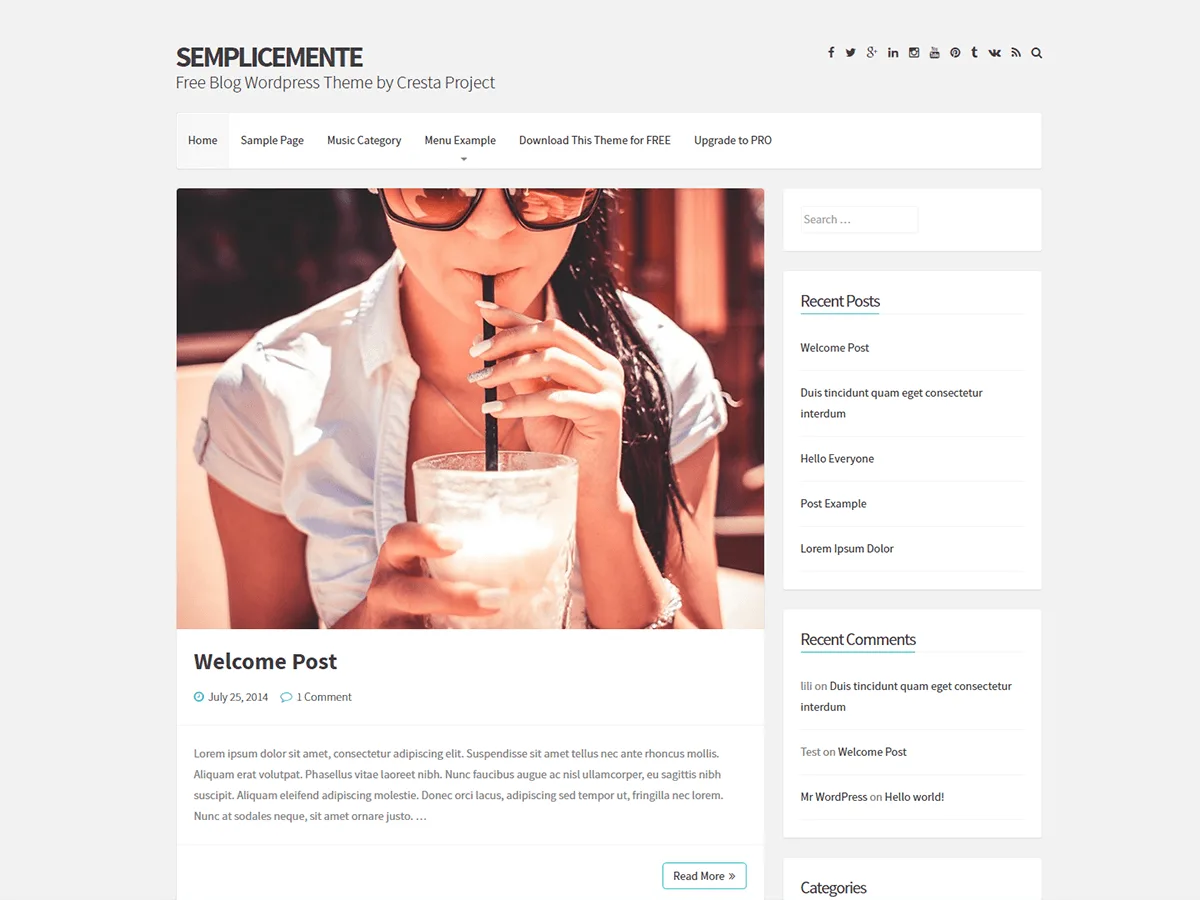 Semplicemente web sitesi teması önizlemesi