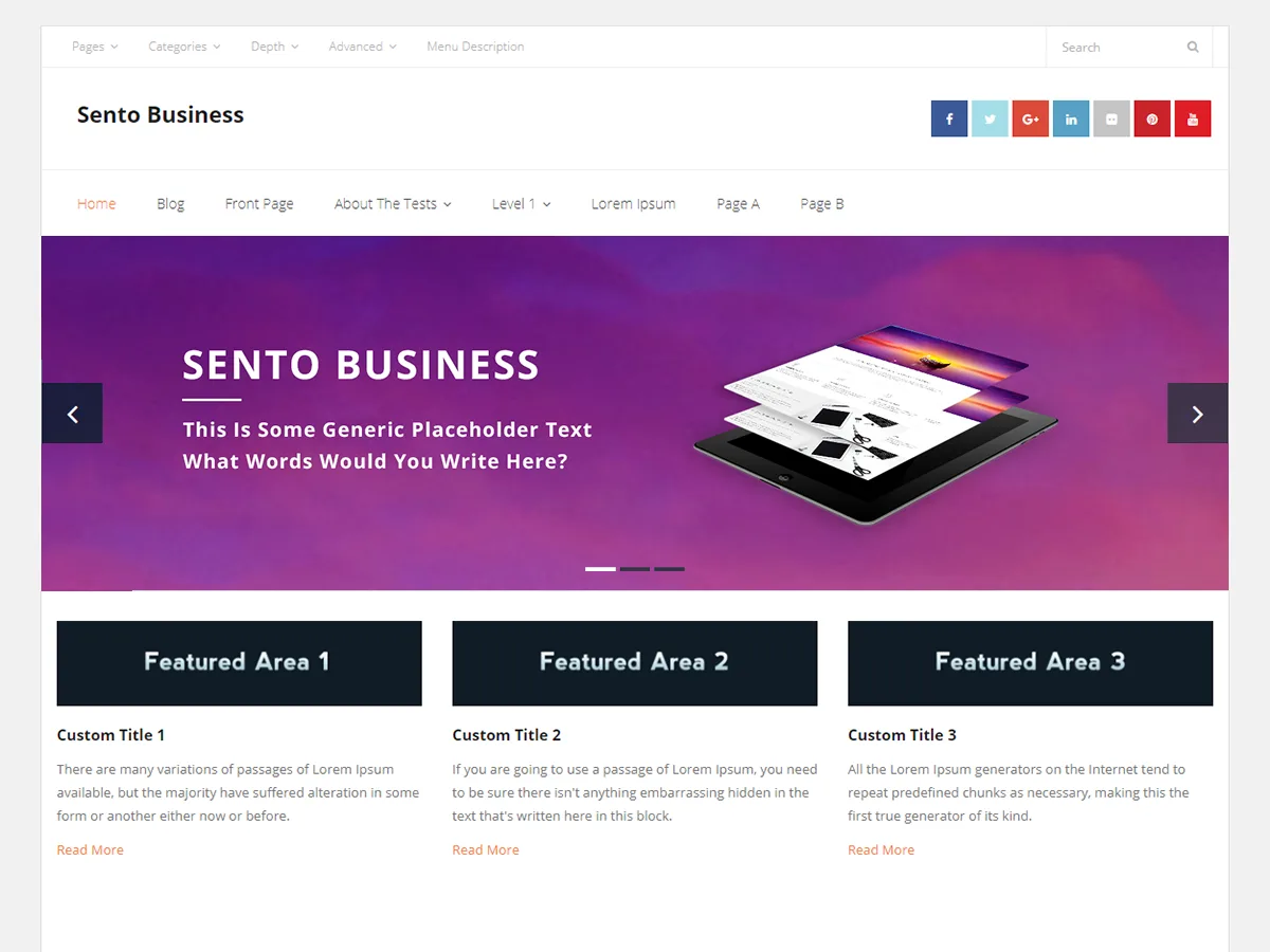 Sento Business web sitesi teması önizlemesi