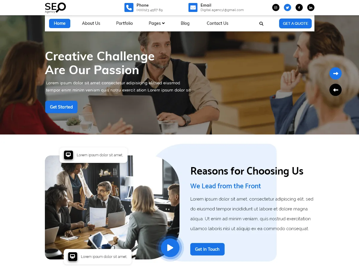 SEO Agency Lite web sitesi teması önizlemesi