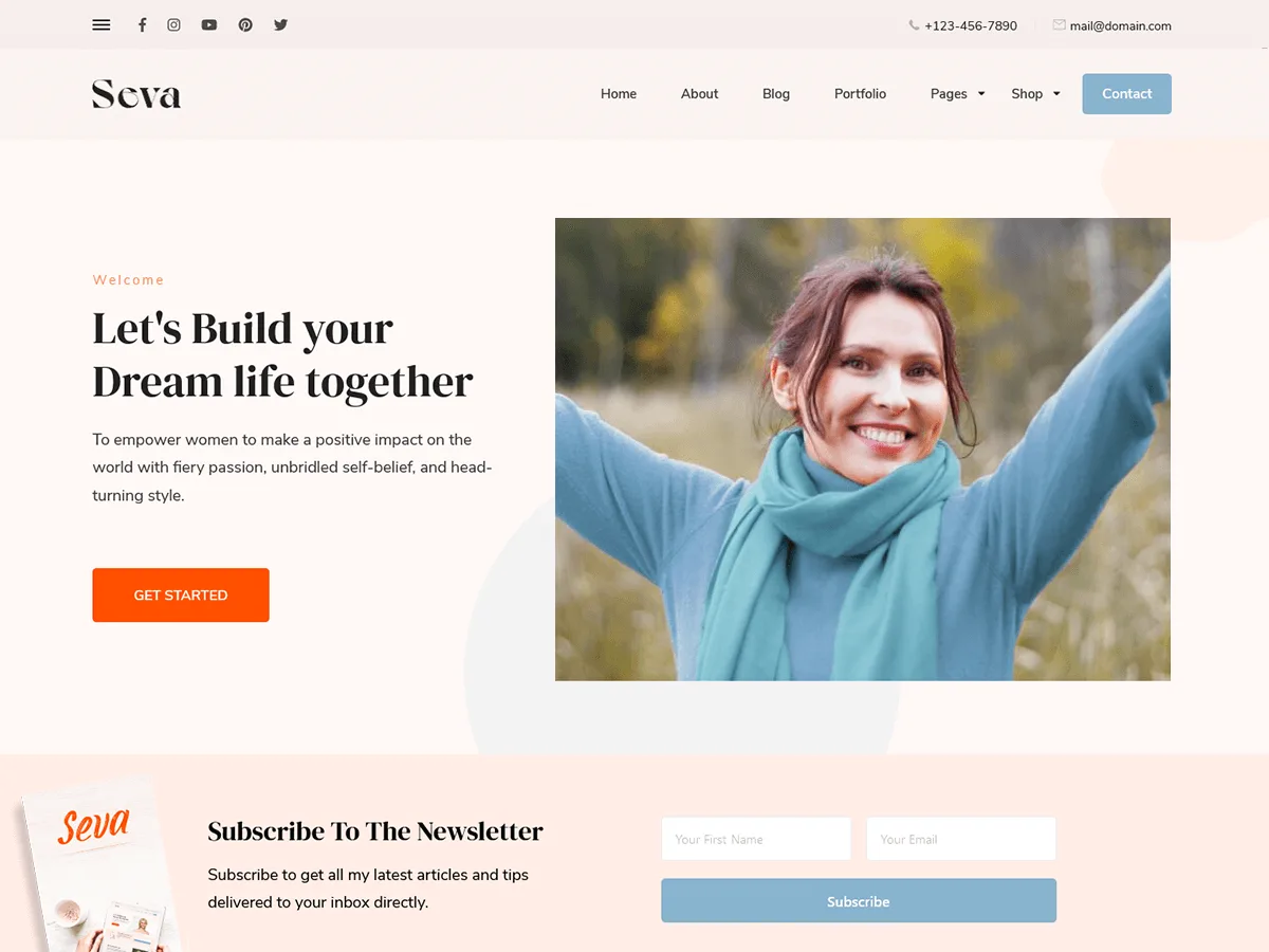 Seva Lite web sitesi teması önizlemesi