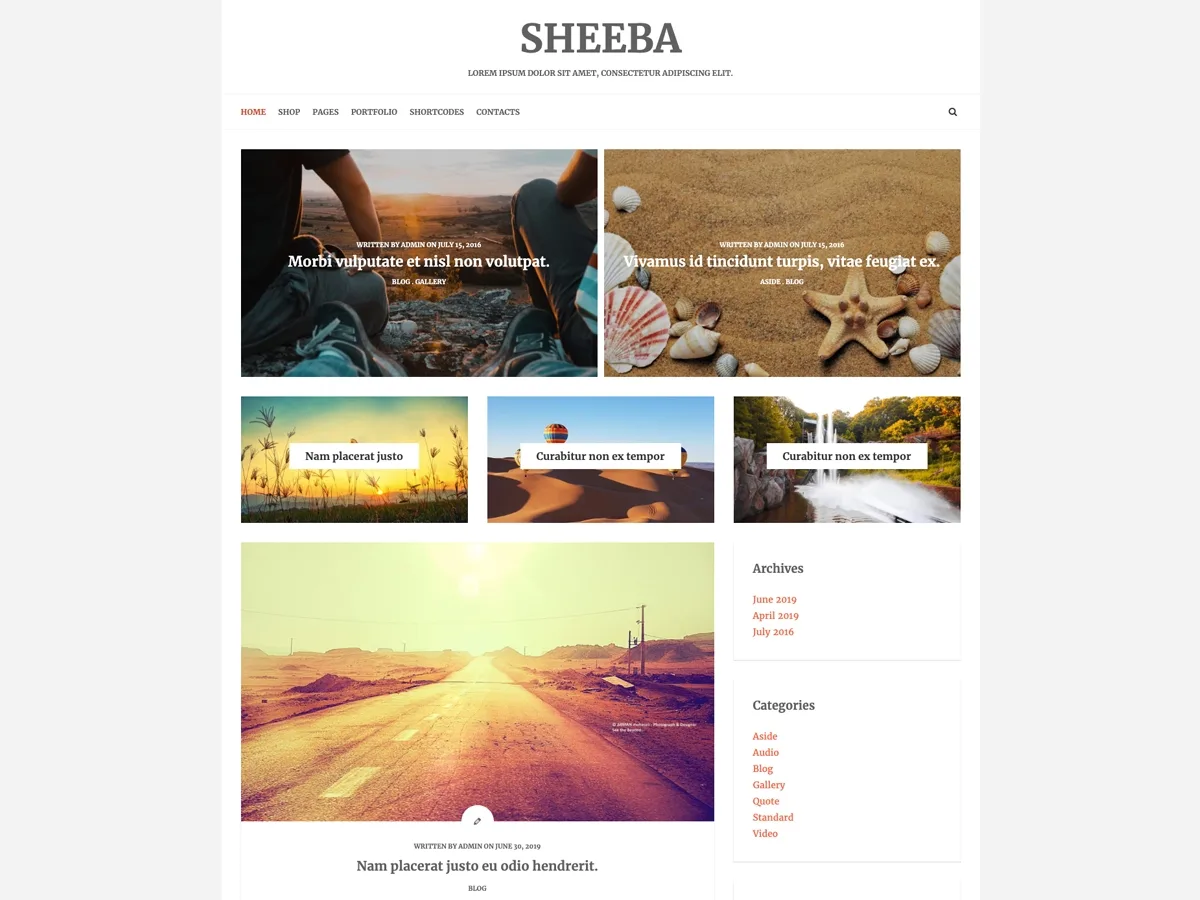 Sheeba Lite web sitesi teması önizlemesi