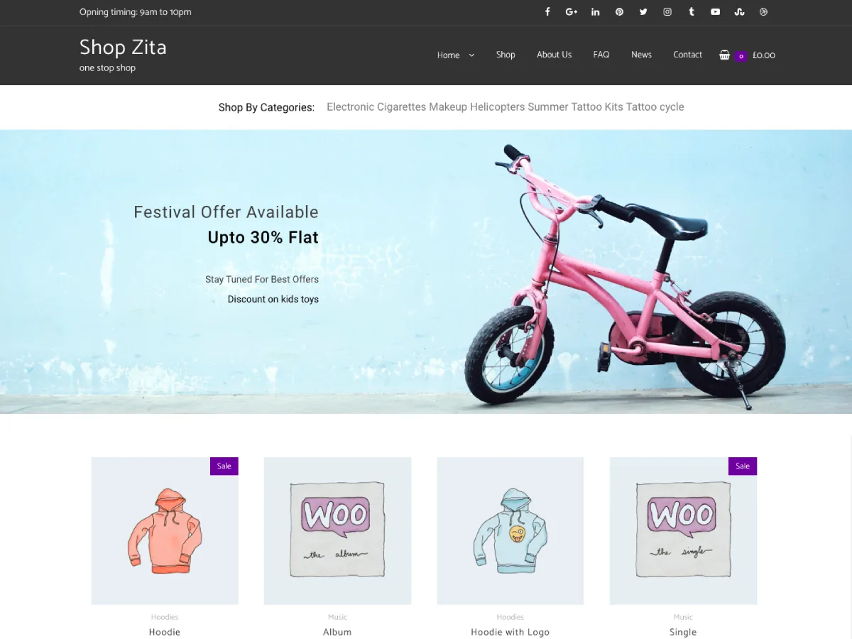 Shop Zita web sitesi teması önizlemesi