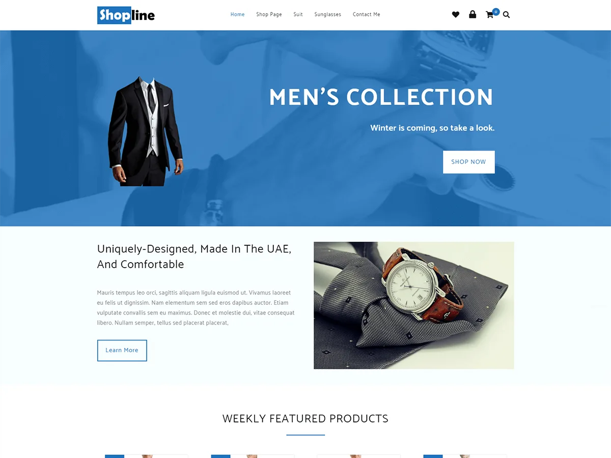 Shopline web sitesi teması ile oluşturulmuş modern bir e-ticaret sitesi görünümü