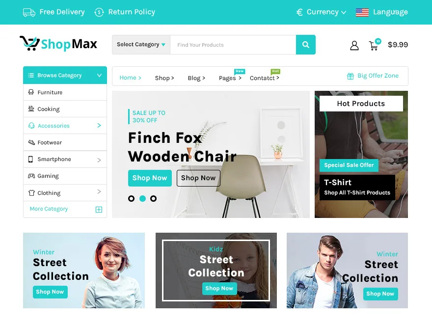 ShopMax web sitesi teması önizlemesi