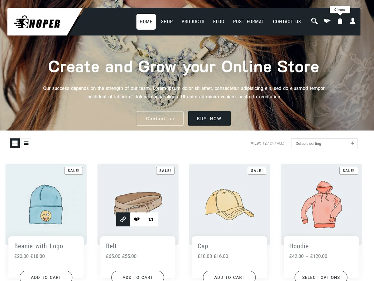 Shopper Shop web sitesi teması önizlemesi