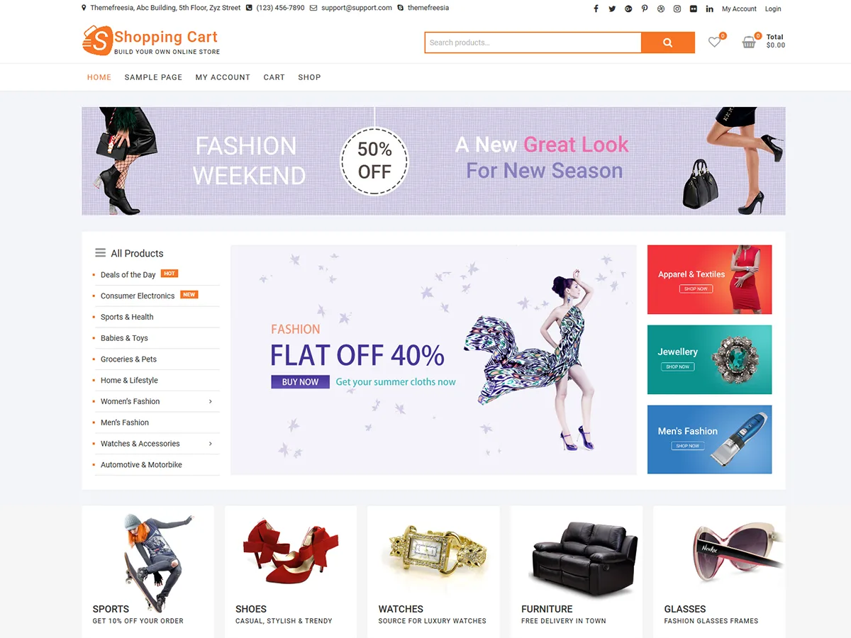 ShoppingCart web sitesi teması ön izleme