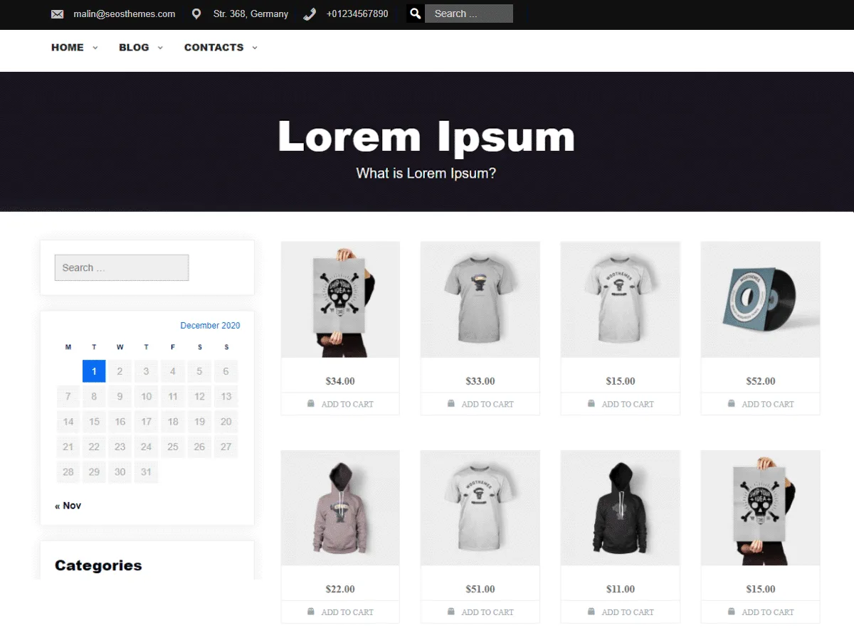 Shops web sitesi teması önizlemesi