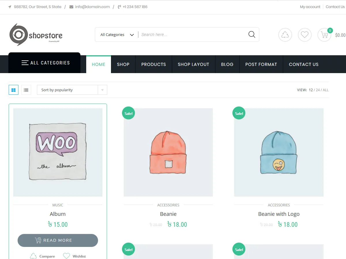 ShopStore web sitesi teması önizlemesi
