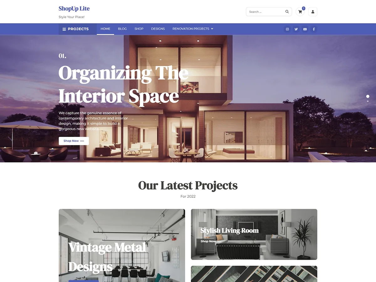 ShopUp Lite web sitesi teması görseli