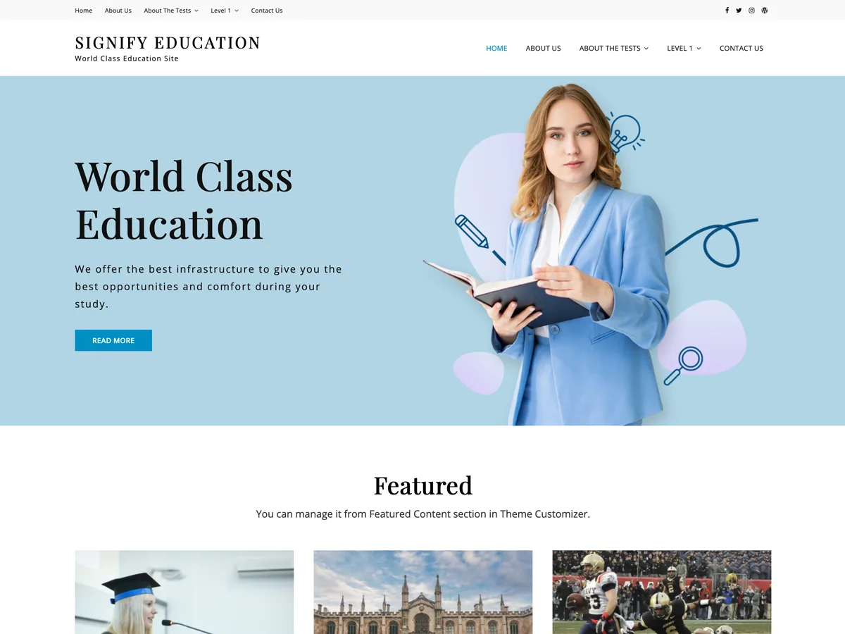 Signify Education eğitim web sitesi teması önizlemesi