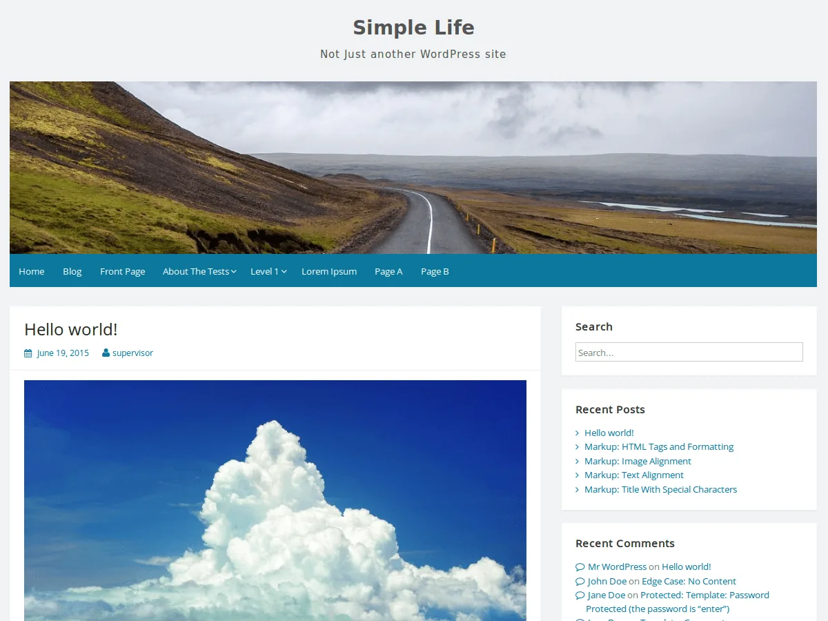 Simple Life web sitesi teması minimalist tasarım örneği