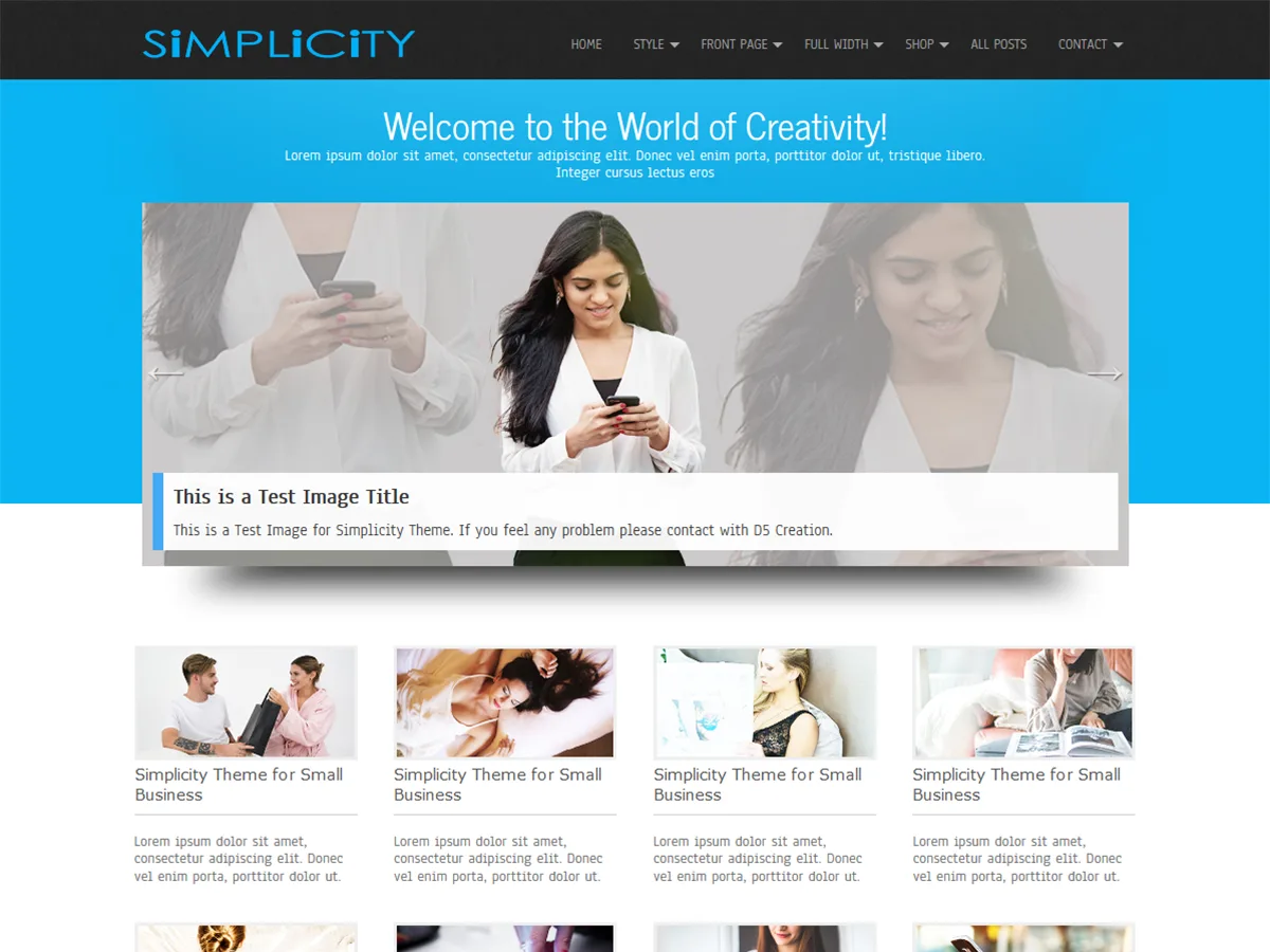 Simplicity Lite web sitesi teması önizlemesi