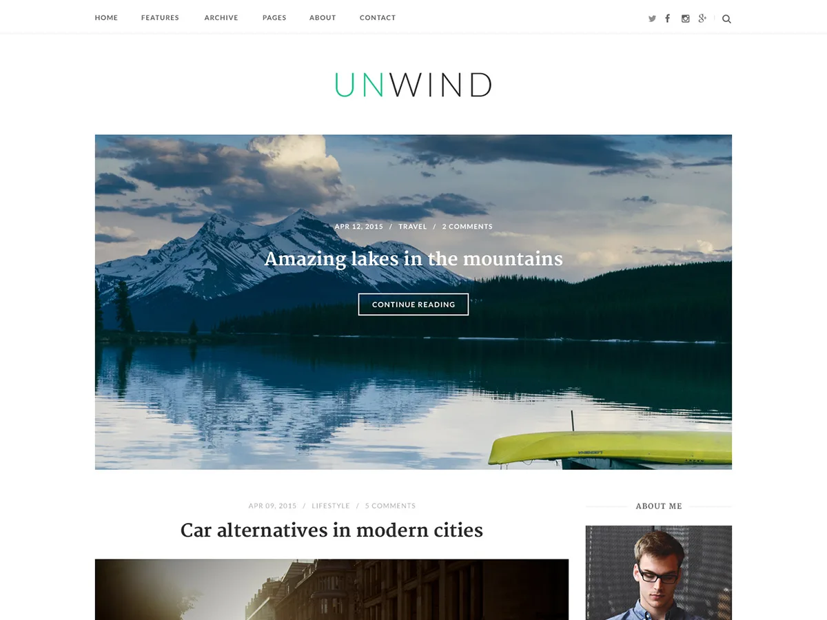 SiteOrigin Unwind web sitesi teması önizlemesi