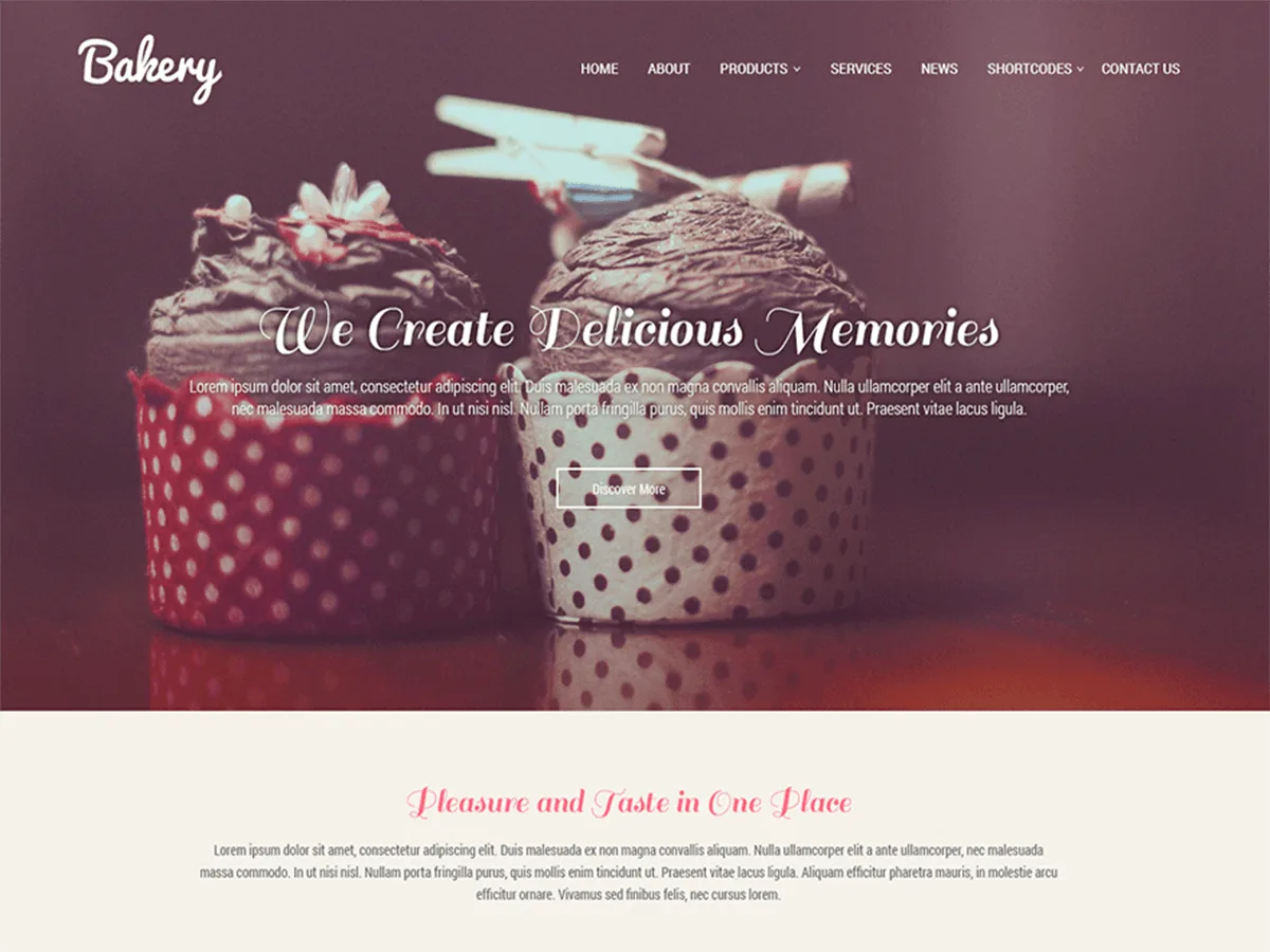 SKT Bakery web sitesi teması önizlemesi