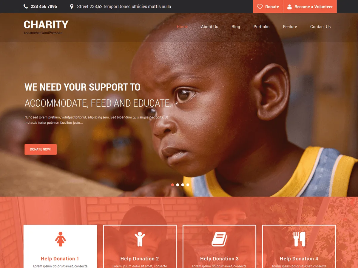 SKT Charity web sitesi teması önizlemesi
