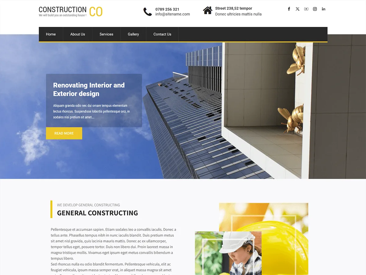 SKT Construction Lite web sitesi teması önizlemesi