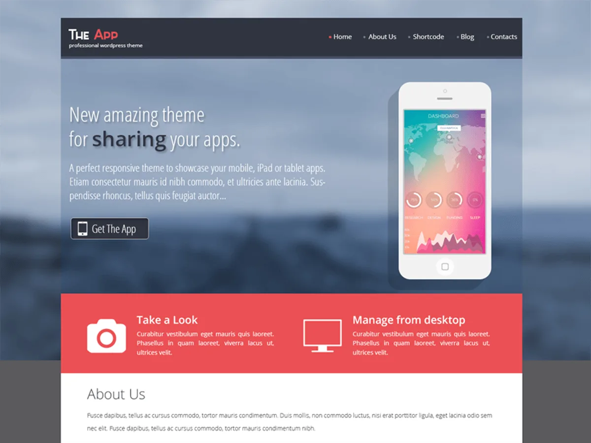 SKT The App web sitesi teması ile mobil uygulama tanıtım sayfası