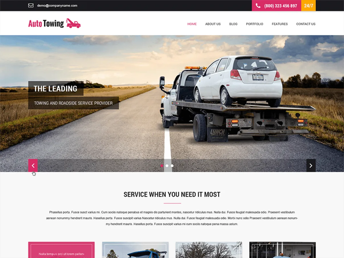 SKT Towing web sitesi teması önizlemesi