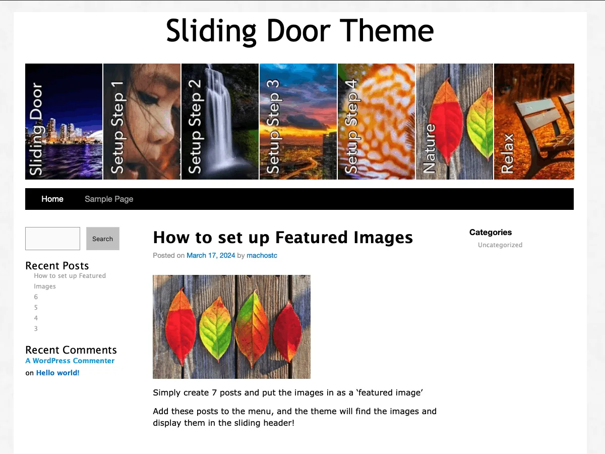 Sliding Door teması ile kayan görselli web sitesi tasarımı
